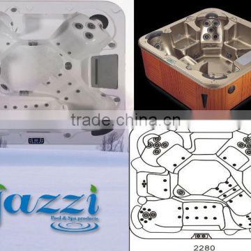 JAZZI Whirlpool for 5 Persons Hot Tub Design Outdoor Massage Spa Hot Tub SKT338H