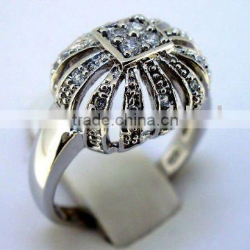 QCR106 rhodium plated CZ finger ring for women,pure 925 silver finger ring from guangzhou