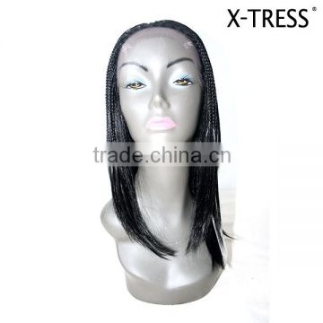 20inch black silk straight lace front 100% high tempreture fibre 189g Wholesale fashionable ladies natural synthetic hair wig