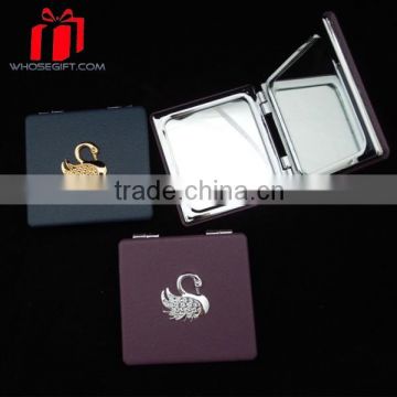 Floral Design Pu Leather Square Promotional Compact Mirror