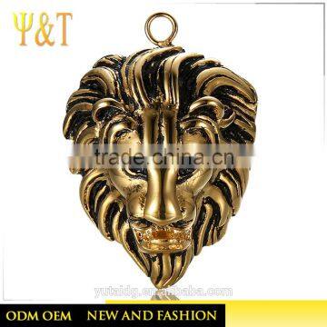Fashion stainless steel jewelry gold lion head pendant in stock