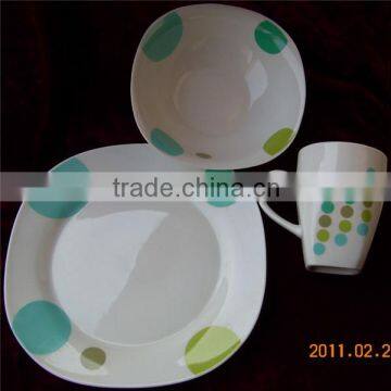 12pcs Square ceramic dinner set with mug 12oz , Square dinner set 16pcs , unique dinnerware set square shape