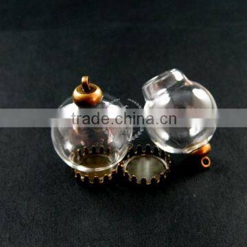 20mm round bulb vial glass bottle with 12mm open mouth DIY pendant charm supplies 1810292