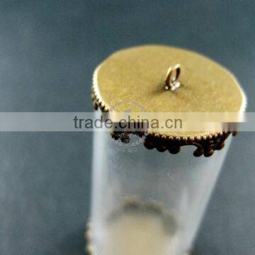 40x20mm Vintage Style Round Glass Tube Dome in Bronze Antiqued Bezel Tray DIY Wish Vial Pendant Charm Supplies 1810284