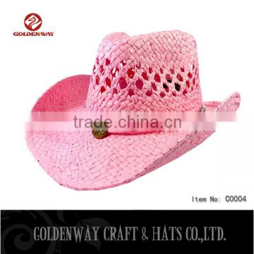 supplier Wholesale Western Cowboy Straw Hats Pink color