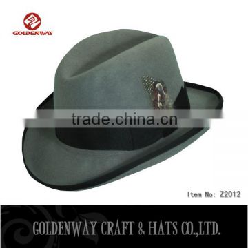 THIS IS AN EXCELLENT GREY 100% WOOL FELT FEDORA HAT