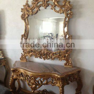 Gold french console with mirror