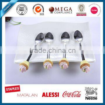 High quality custom design resin head steel cutlery spoon with laser logo