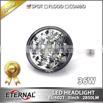 5in 36W LED Round HeadLight Replacement car automotive truck trailer vehicle led headlight for Jeep, trucks, atv, off road