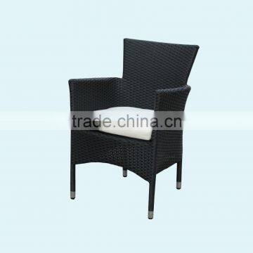 Outdoor garden PE wicker rattan chair with cushions,stackable garden chair,UV-resistant chair