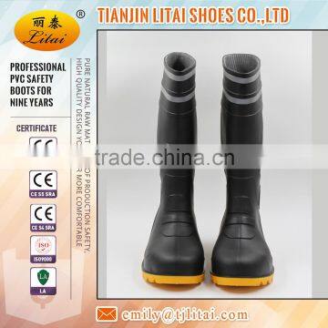 Black PVC Safety Boots Gumboots Wellington Boots With Relective Tape photo-2