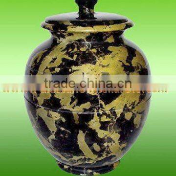 NATURAL STONE BLACK AND GOLD MARBLE URNS photo-5