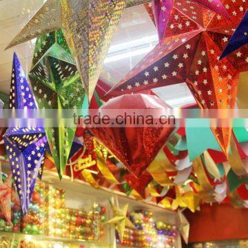 Christmas, Wedding, Halloween Event Ceiling Decorations 3D Stereo Laser Paper Stars For Shopping Mall, House, Party