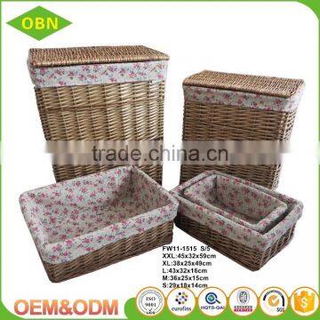 Wholesale storage basket customized wicker laundry basket with lids