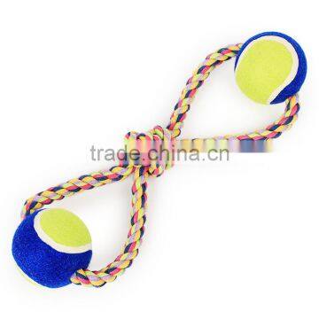 Pet Color Strands of Cotton Rope With Double Ball Eight Large Dog Figure 8 With Double Tennis Wholesale photo-2