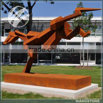 Abstract Animal Corten Steel Life Size Outdoor Running Dog Sculpture