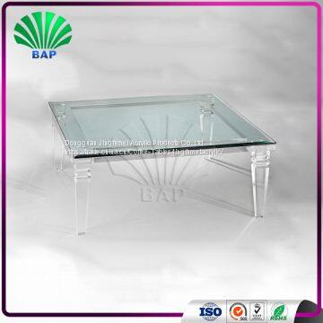 European Style Acrylic Furniture Coffee Table Plexiglass End Table With Clear Lucite Legs photo-4