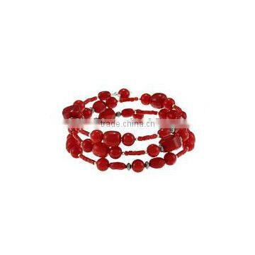 7" adjustable 7mm red round coral custom wholesale friendship bracelets