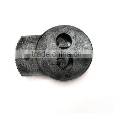 Black 2-Hole Core Lock Flat, Plastic Cord Stopper, Barrel Cord Lock For Apparel Accessories