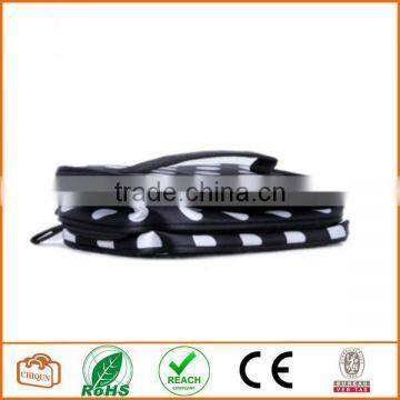 Double Layer Cosmetic Bag Black With White Dot Travel Toiletry Cosmetic Makeup Bag Organizer With Mirror photo-4