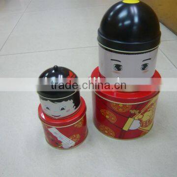 Moppet Shaped Candy Tin for Festival, Toy Can