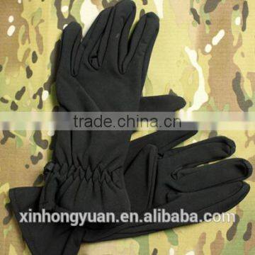 Black Sharkskin Shell Warm Waterproof Windproof Long Military Tactical Gloves With Fleece photo-4