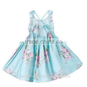 Baby Girls Dress Brand Summer Beach Style Floral Print Party Backless Dresses For Girls Clothing 1-7Yrs photo-2