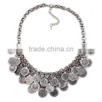 Classic Coin Pendant Silver Color Necklace Jewelry for Unisex Adults photo-2