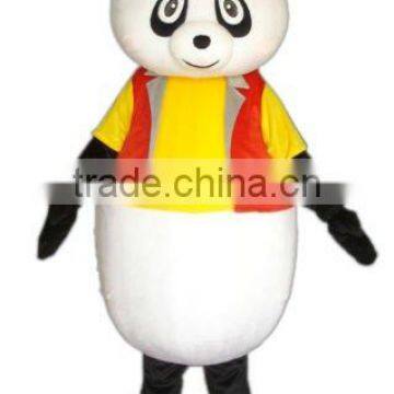 panda with yellow jacket mascot costume