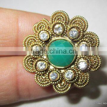 POLKI GOLD TONE COCKTAIL FINGER Ring photo-2