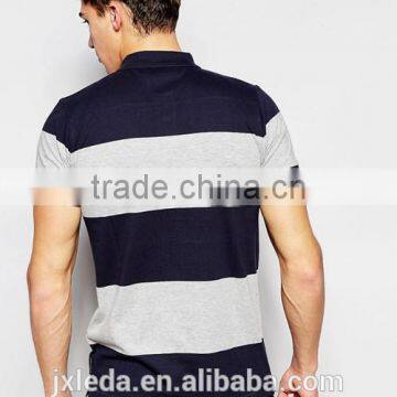 Factory Wholesale 100% Cotton Jersey Wide Stripe Men Polo Shirt Custom Your Own Logo photo-2