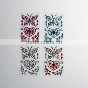 Colorful Butterfly Heart Stick On Self Adhesive Gems Rhinestones,DIY Craft Acrylic Crystals photo-2
