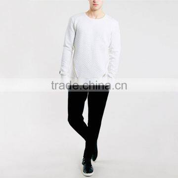 Fashion Mens Sweatshirt Blank White Side Zipper Sweatshirt Blank Two Sided Zipper