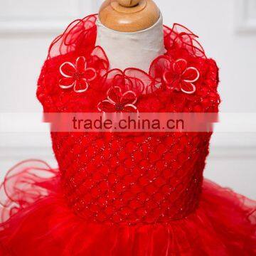 MGOO High Quality Elegant Red Christmas Dress For Girl Autumn Sleeveless Ball Gown For Infant 5620 photo-4