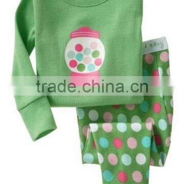 children's green christmas printed pajamas suits kids cotton nightgown