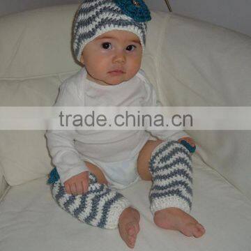 Newborn Toddlers Winter Clothes Floral Pattern Knitted Hats With Leg Warmer Outfits For Baby photo-3
