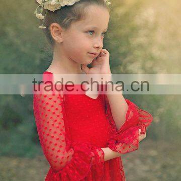 Little Girls Boutique Girls Red Lace Christmas Dress Twirl Spring Holiday Princess Dress Ruffle Sleeve Dresses photo-4