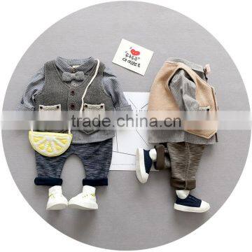 S17741A Autumn long sleeve kids boy cotton gentleman clothing set