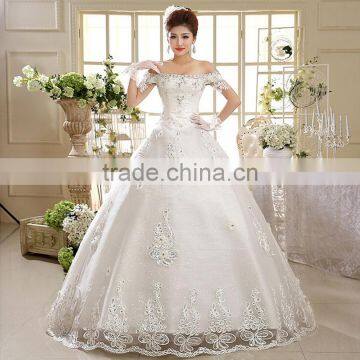 Wholesale korea style beaded lace bridal wedding dress