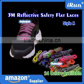 New Style Unique 3M Reflective Flat Shoelaces For Sports Running Shoes - 24 Colors - Style A Shining 3M Lace For Sneakers