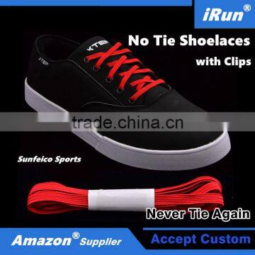 Flexible No Need Tie Footwear Laces for Outdoor Sports Sneakers - Customized No-Tie Red Shoelaces fits Running Shoe Casual Shoes