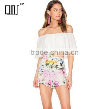 Custom print shorts and off the shoulder blouse factory connection clothing