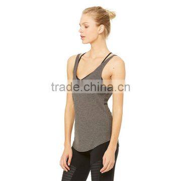 Wholesale Back Cutout Dropped Armholes Stringer Loose Yoga Gym Tank Top photo-5
