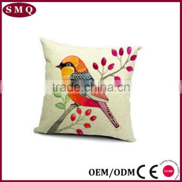 Europe bird printing simple cute natural linen pillow case