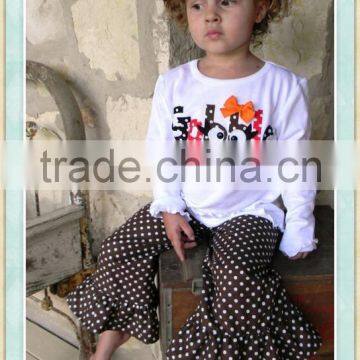 turkey embroidered top matching polka dots ruffle pants sets boutique girl clothing outfits thanksgiving outfits kids