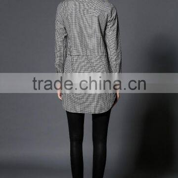 2017 New Design Simple Lattice Blouse OEM Service Guangzhou Cheap Wholesale photo-5