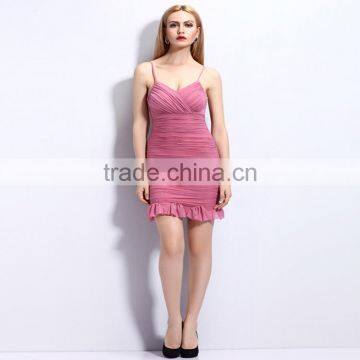2016 Lastest Women Dress for Sexy Spaghetti Strap V -plunge Neck ,grenadine Buttok Ladies Dress Oem Service photo-3