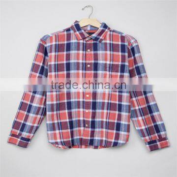 Hotest spring cotton men shirts design concise large plaid long sleeve shirts for OEM