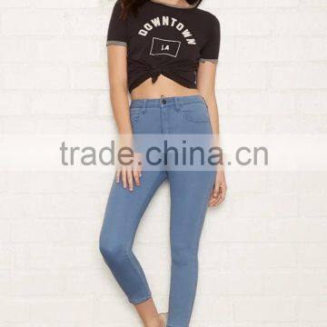 2017 Guangzhou Shandao Factory OEM Custom Autumn Garment Dyed Cotton Latest Design Sex Tight Lady Pants photo-5
