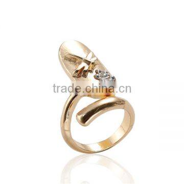 Custom Unadjustable Gold Plated Oval Butterfly Clear Rhinestone Rings